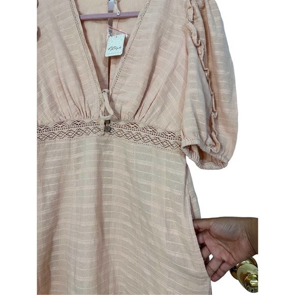 Free People Slow Pace Midi Size Medium Brand New Peach‎ Pink Salmon - Picture 9 of 12
